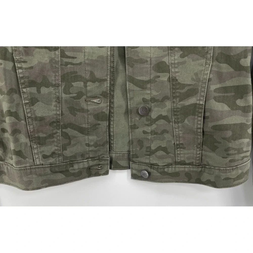 Lee‎ Denim Camo Trucker Jacket Women S Grunge Edgy Streetwear Punk Work Military